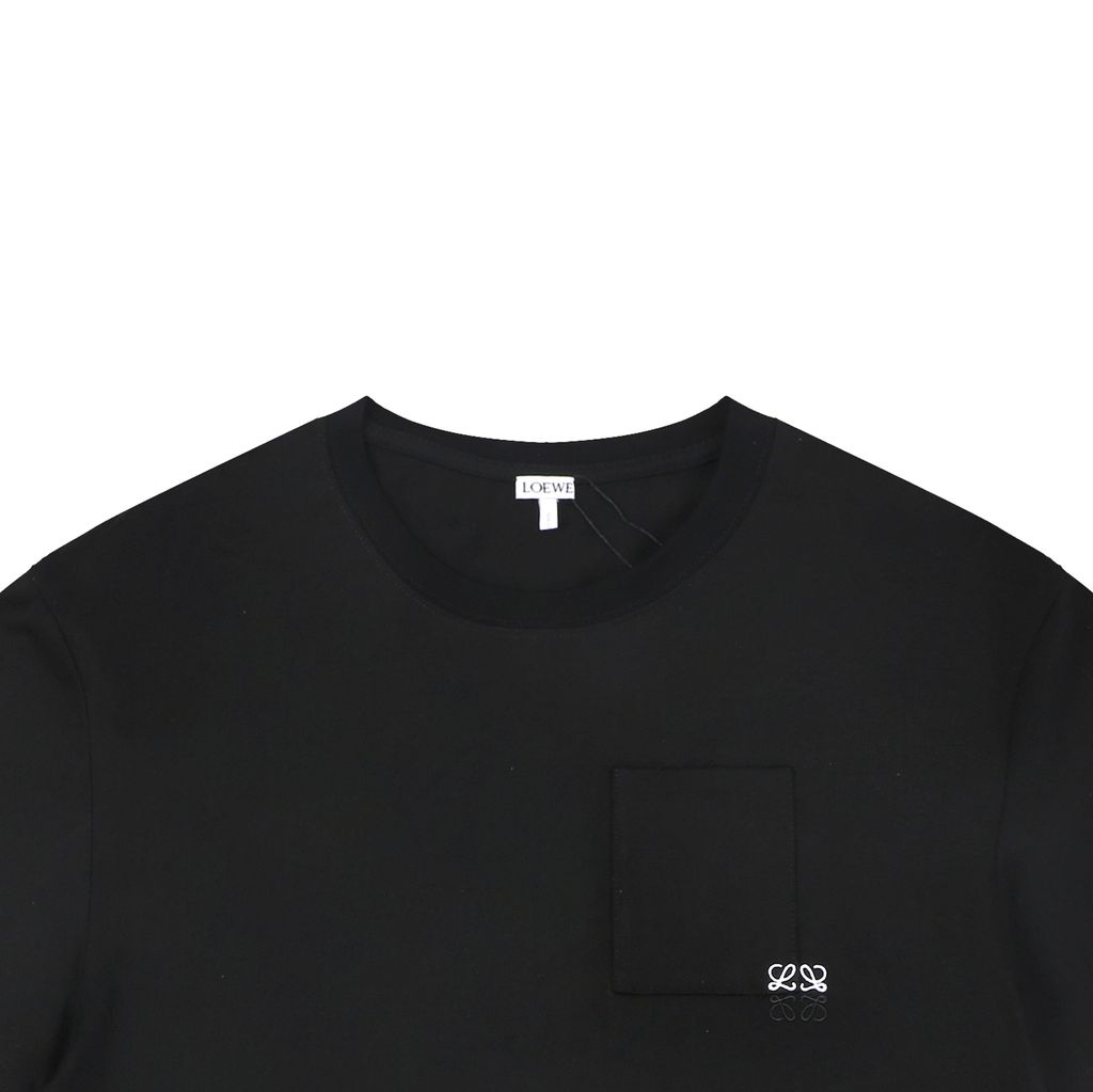 Contrast embroidered compact cotton tee