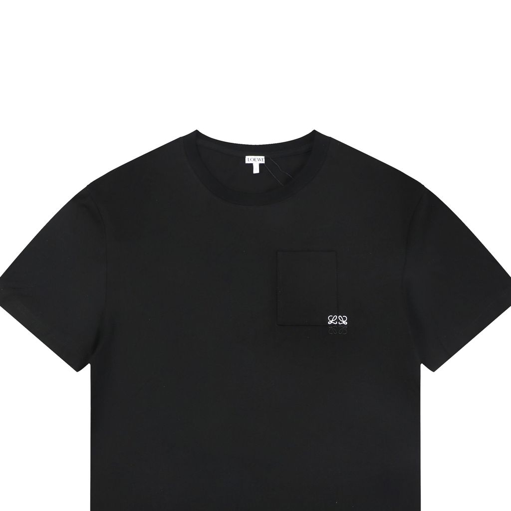 Contrast embroidered compact cotton tee