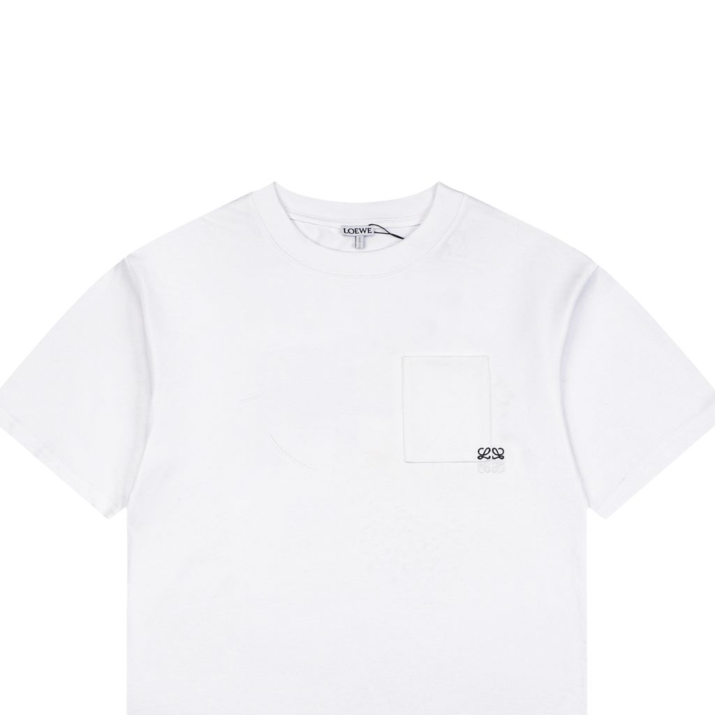 Contrast embroidered compact cotton tee