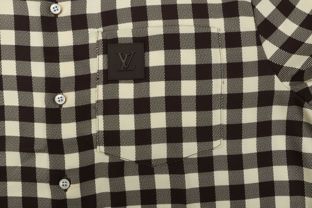 Apricot brown luxury checkerboard shirt