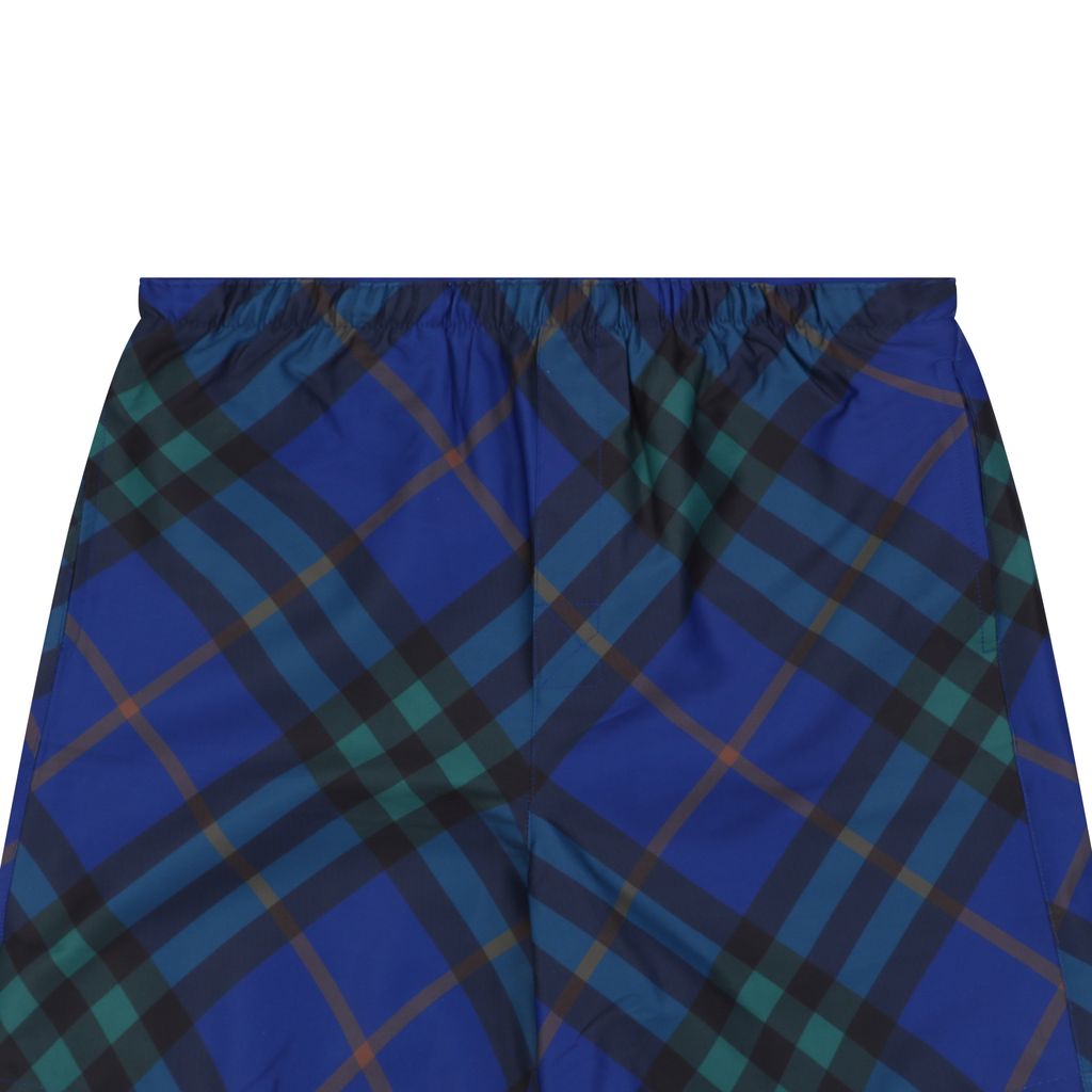 Retro twill check casual shorts