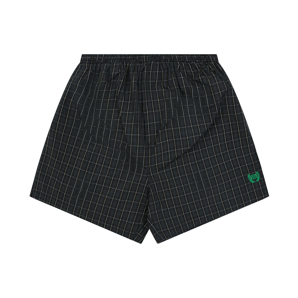 Balenciaga Double-B Wheat Crest Blue Check Shorts