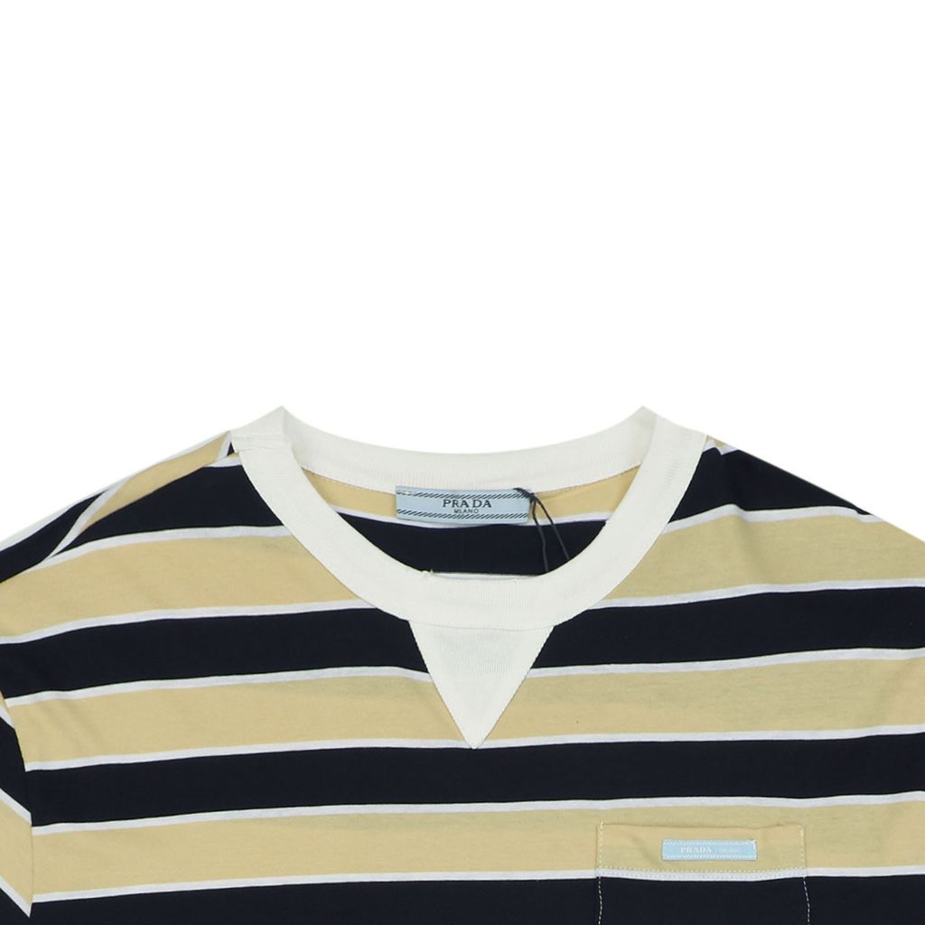 Precision-matched combed cotton striped tee