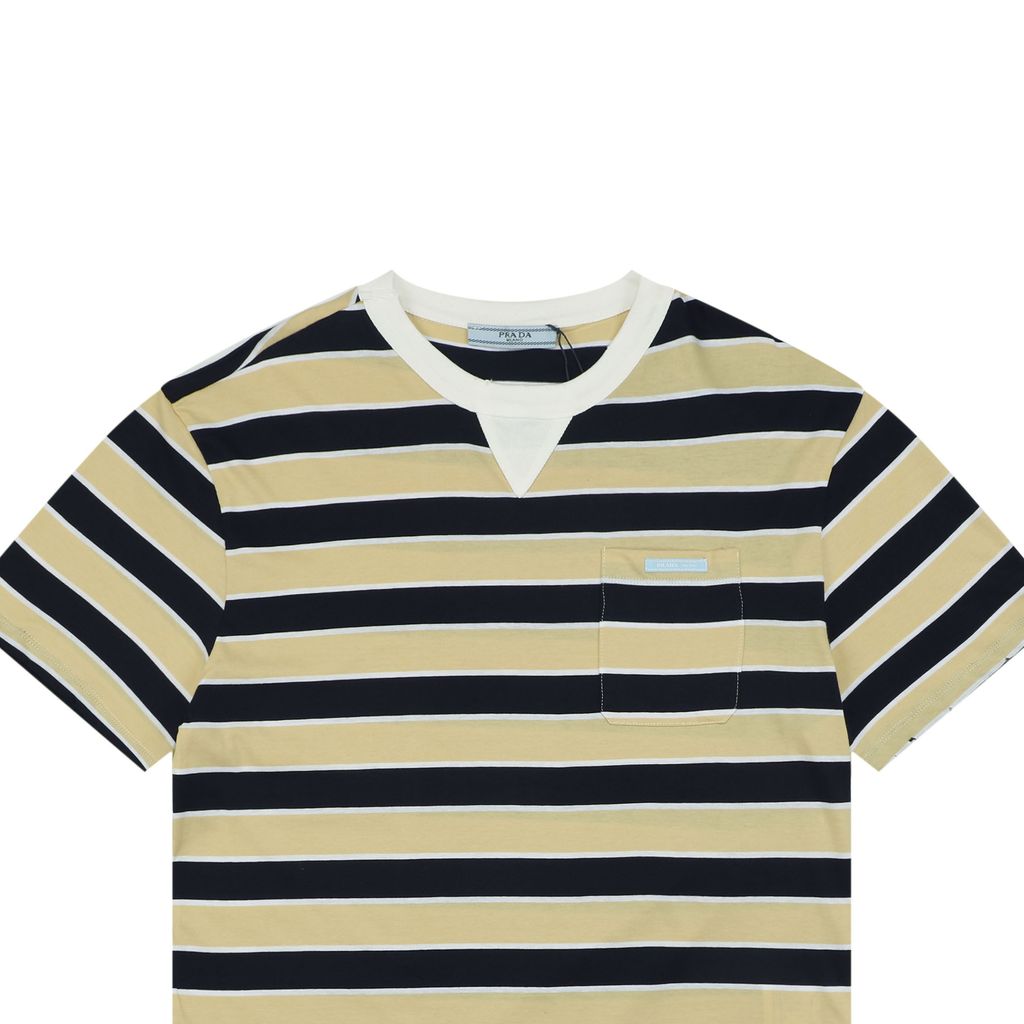 Precision-matched combed cotton striped tee
