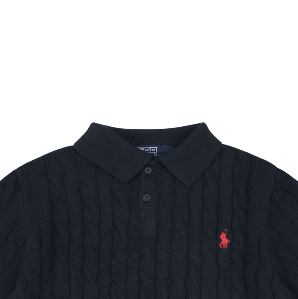 K pony logo cotton knit polo