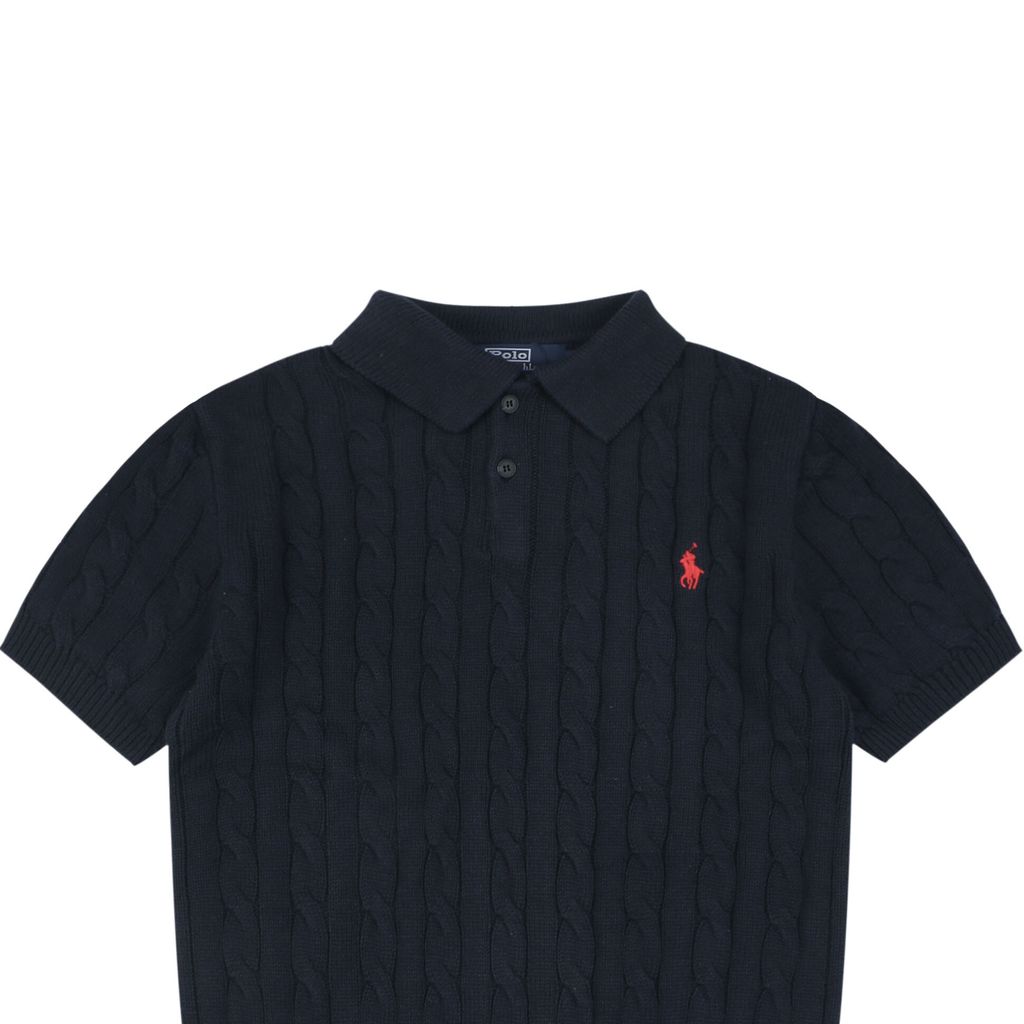 K pony logo cotton knit polo