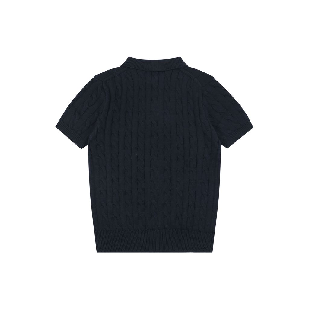 Ralph Lauren navy cable-knit polo shirt