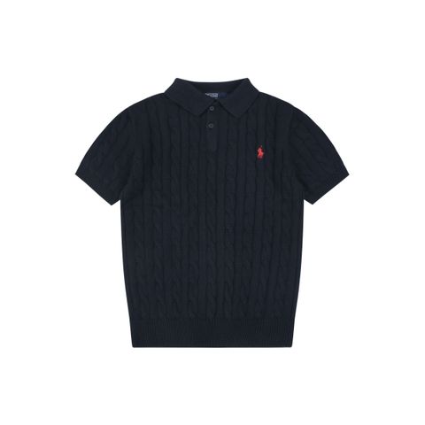 Ralph Lauren navy cable-knit polo shirt
