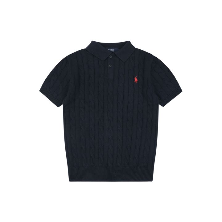 Ralph Lauren navy cable-knit polo shirt