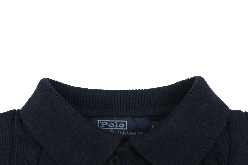 Navy dimensional cable short sleeve polo