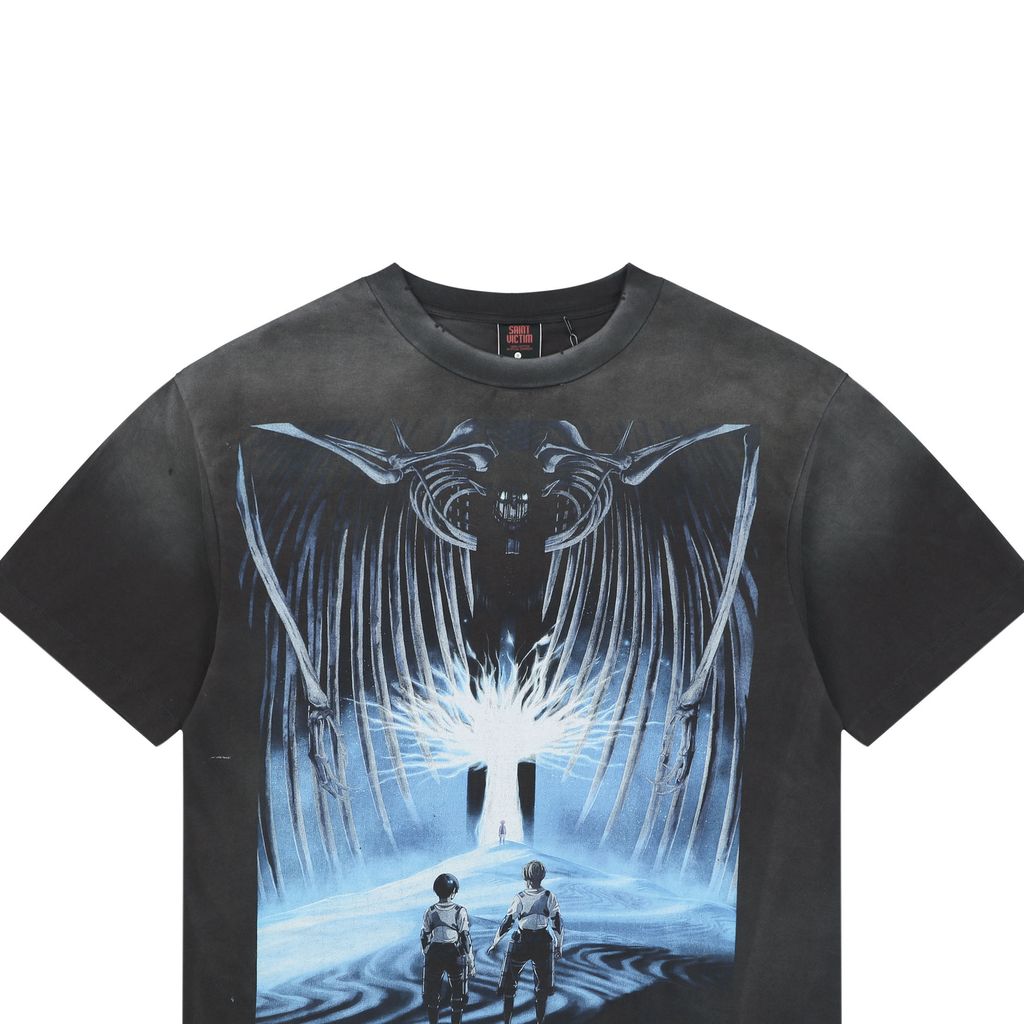 Distressed 280g cotton vintage graphic tee