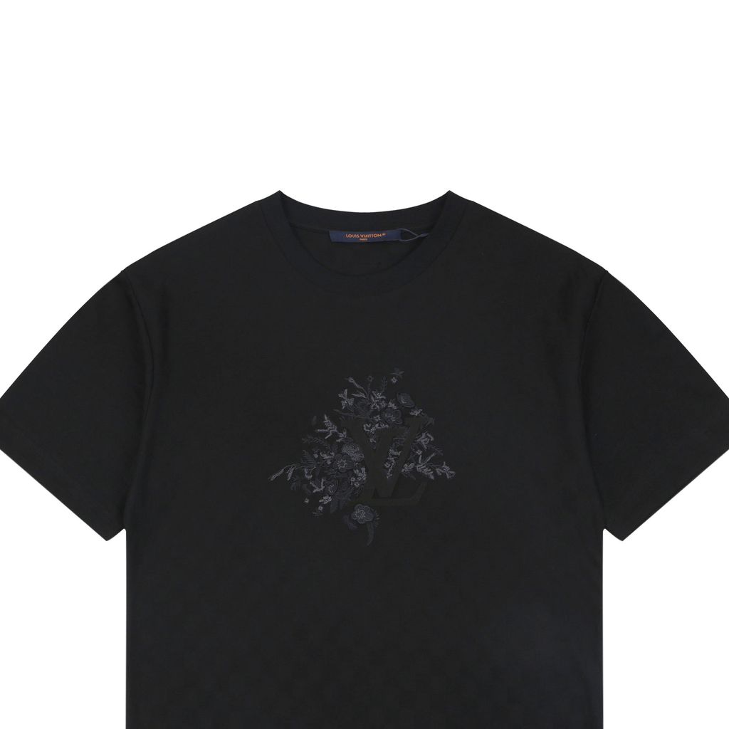 Jacquard piqué embroidered short sleeve tee