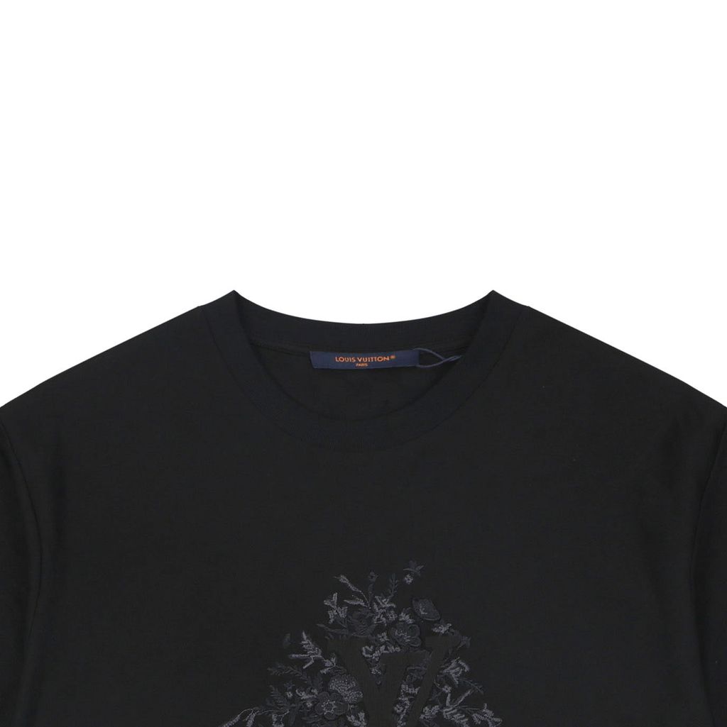 Jacquard piqué embroidered short sleeve tee