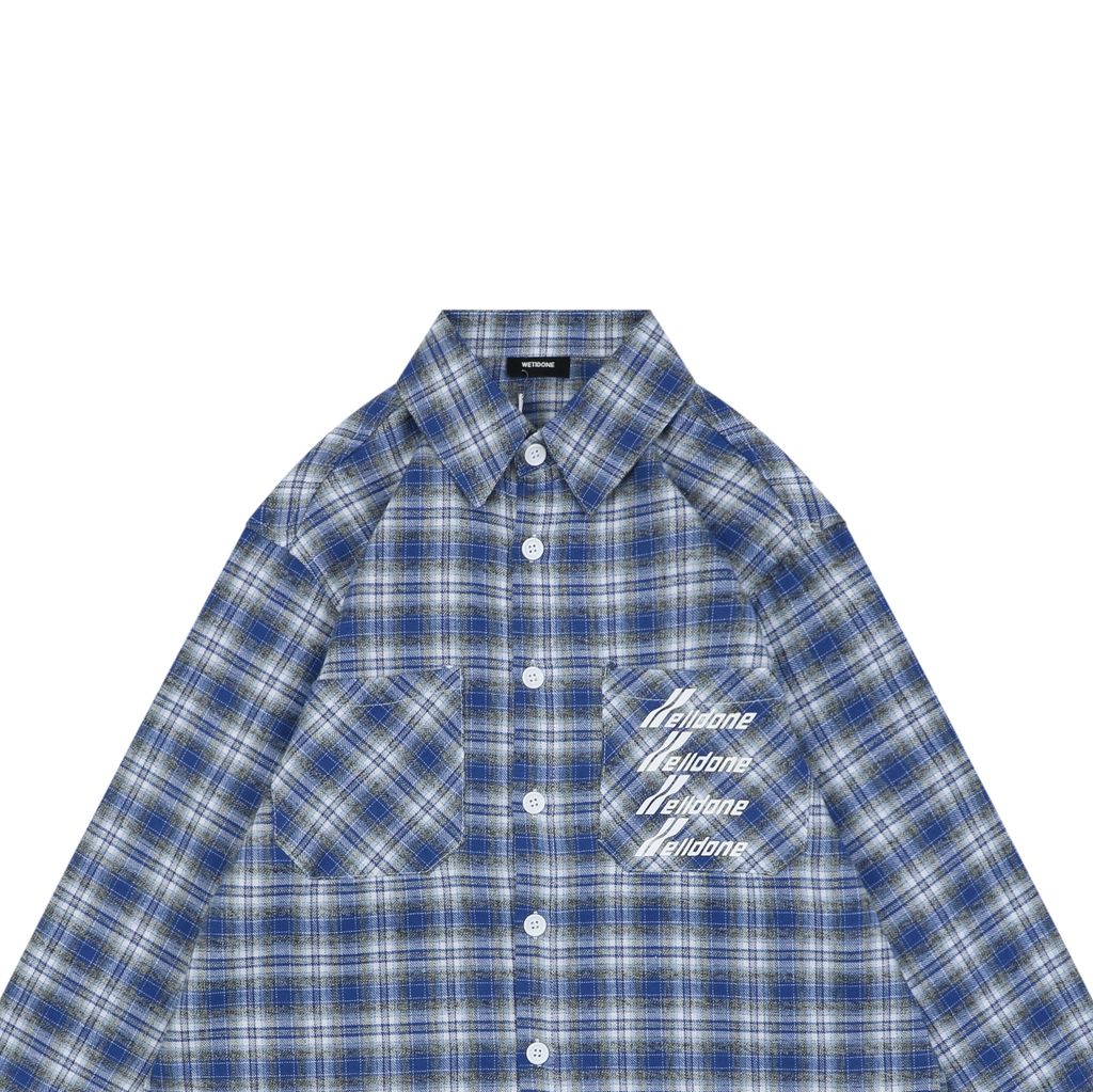 Relaxed checked long sleeve overshirt