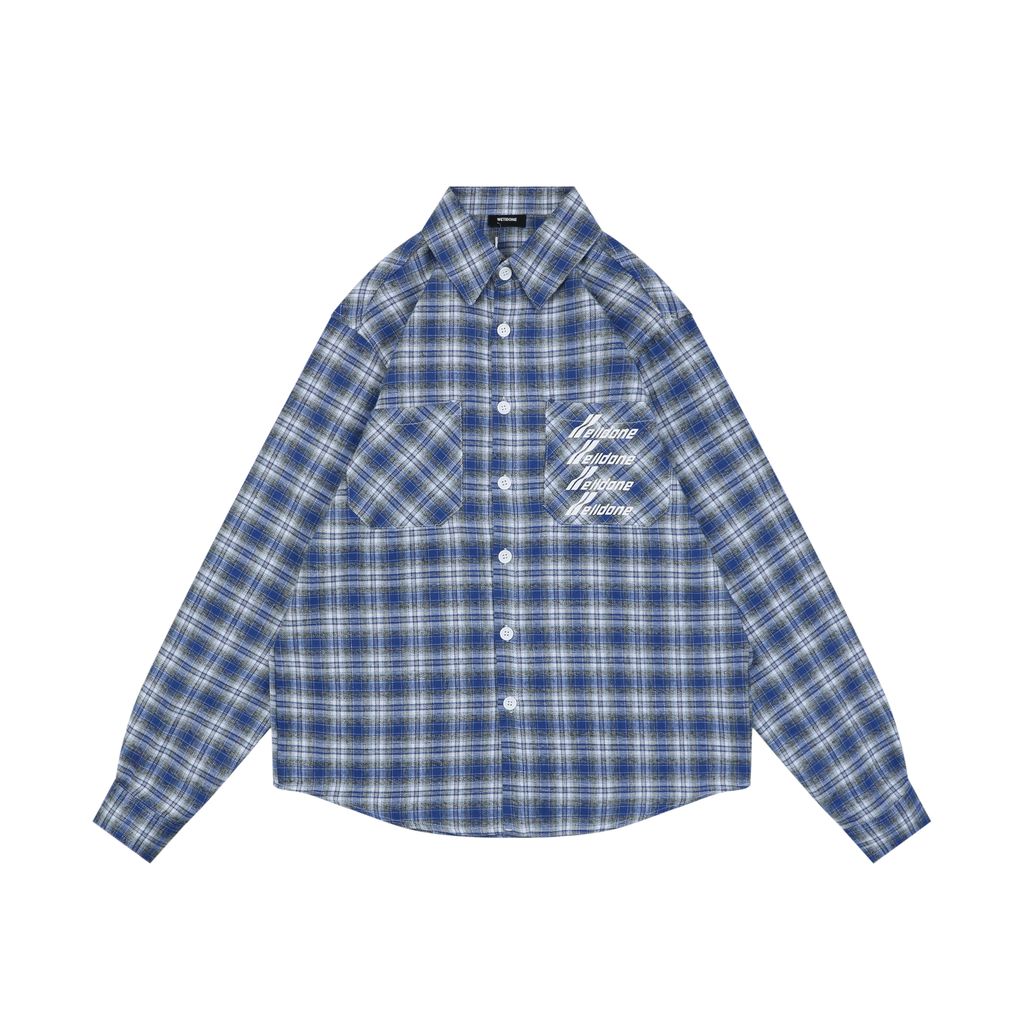 We11done four-line logo plaid shirt