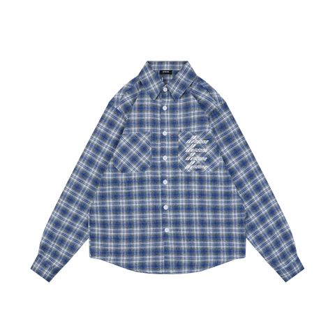 We11done four-line logo plaid shirt