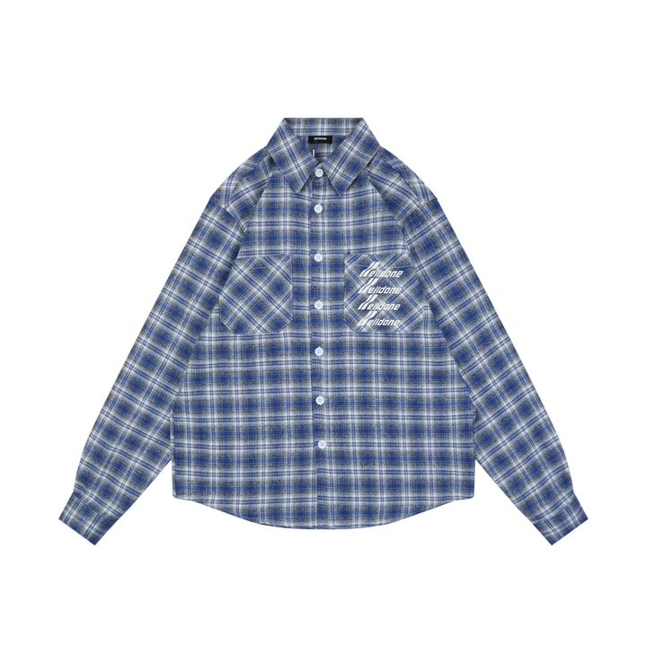 We11done four-line logo plaid shirt