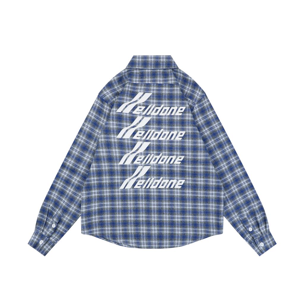 We11done four-line logo plaid shirt