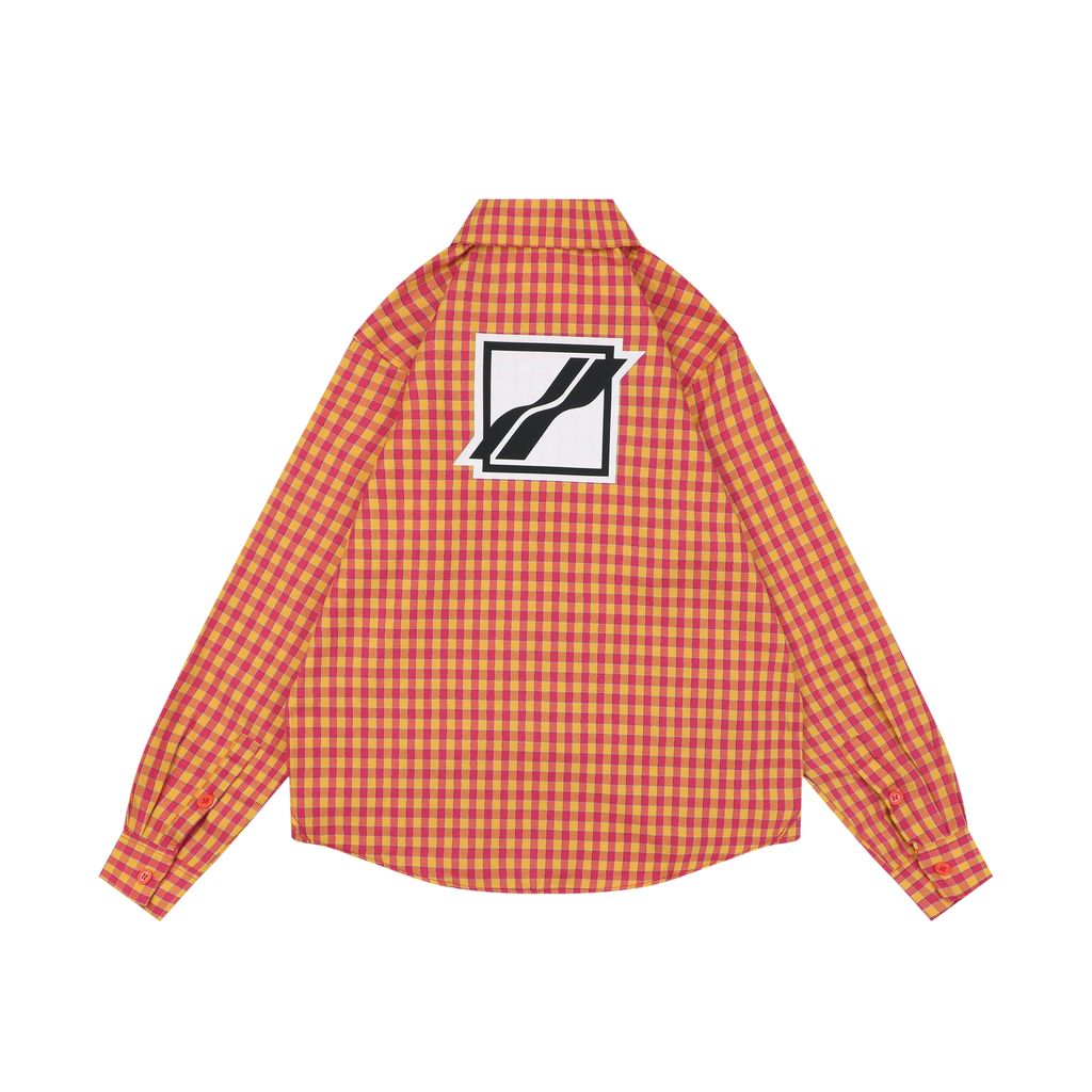 We11done square back logo plaid shirt