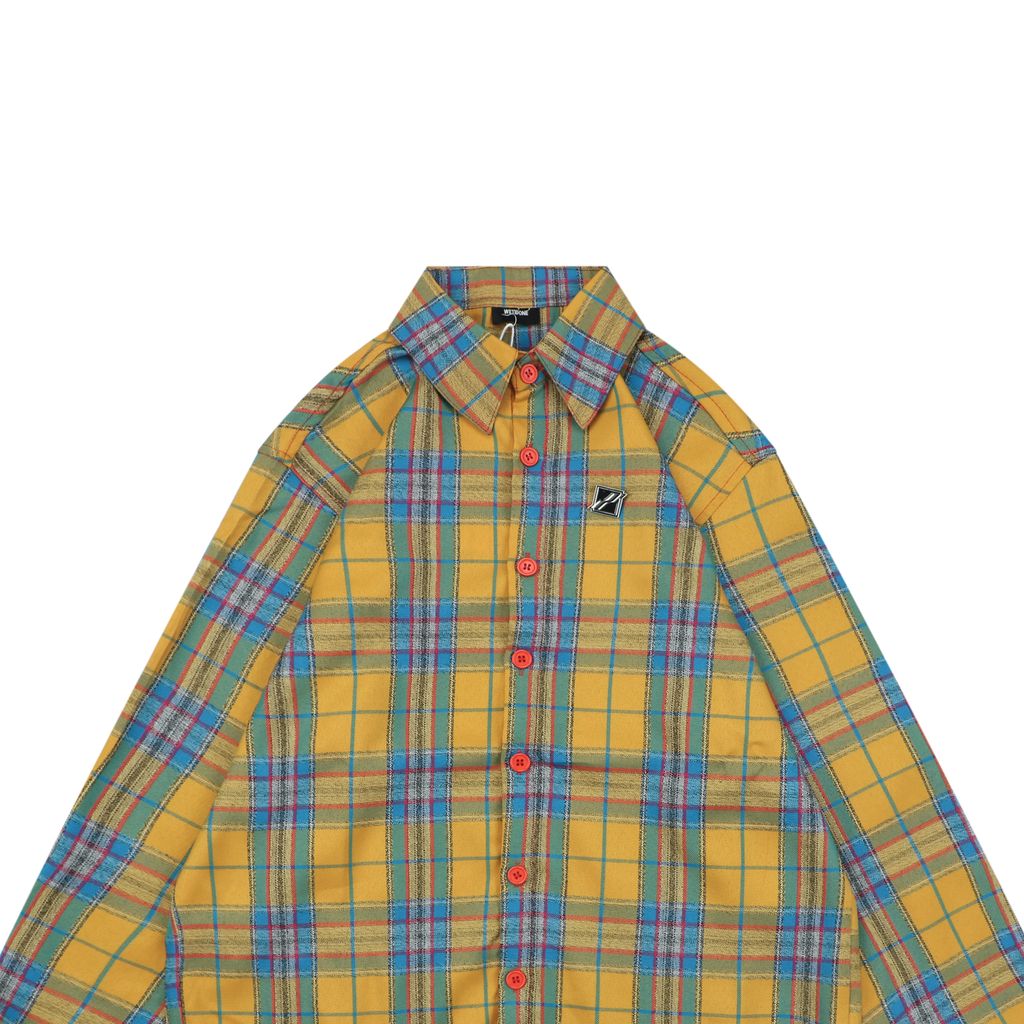Relaxed oversized check button-front overshirt