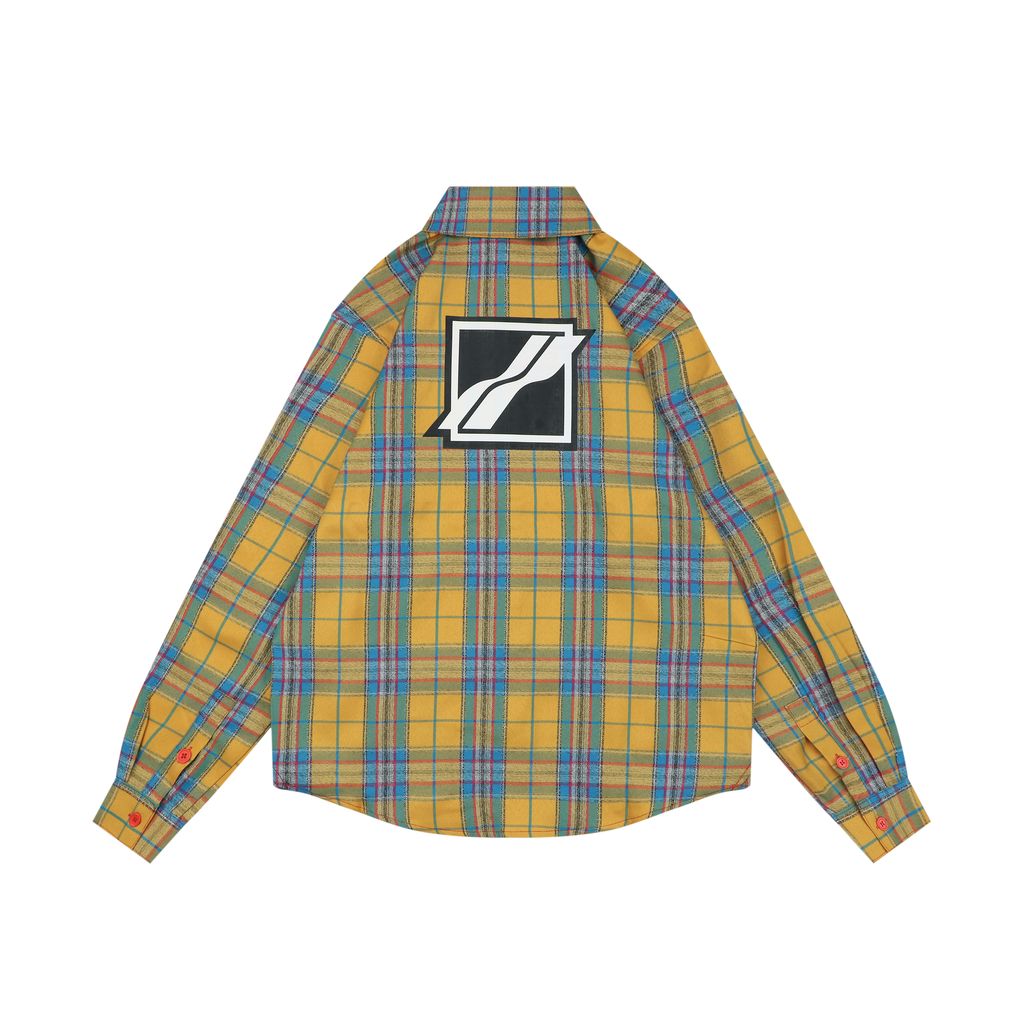 We11done square logo plaid long sleeve shirt