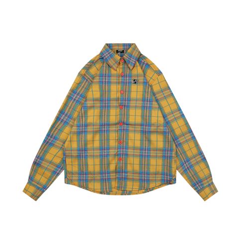 We11done square logo plaid long sleeve shirt