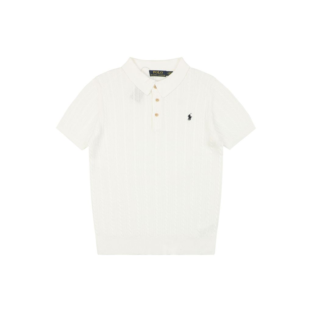 Ralph Lauren white fine cable-knit polo