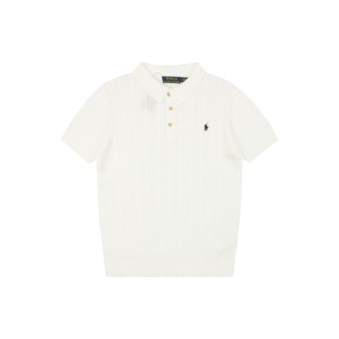 Ralph Lauren white fine cable-knit polo