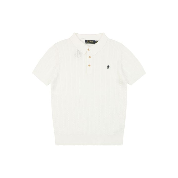 Ralph Lauren white fine cable-knit polo