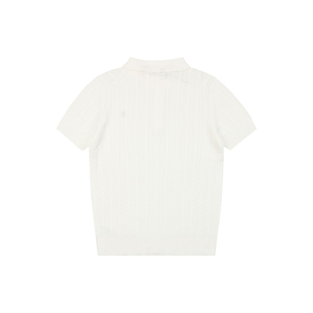 Ralph Lauren white fine cable-knit polo