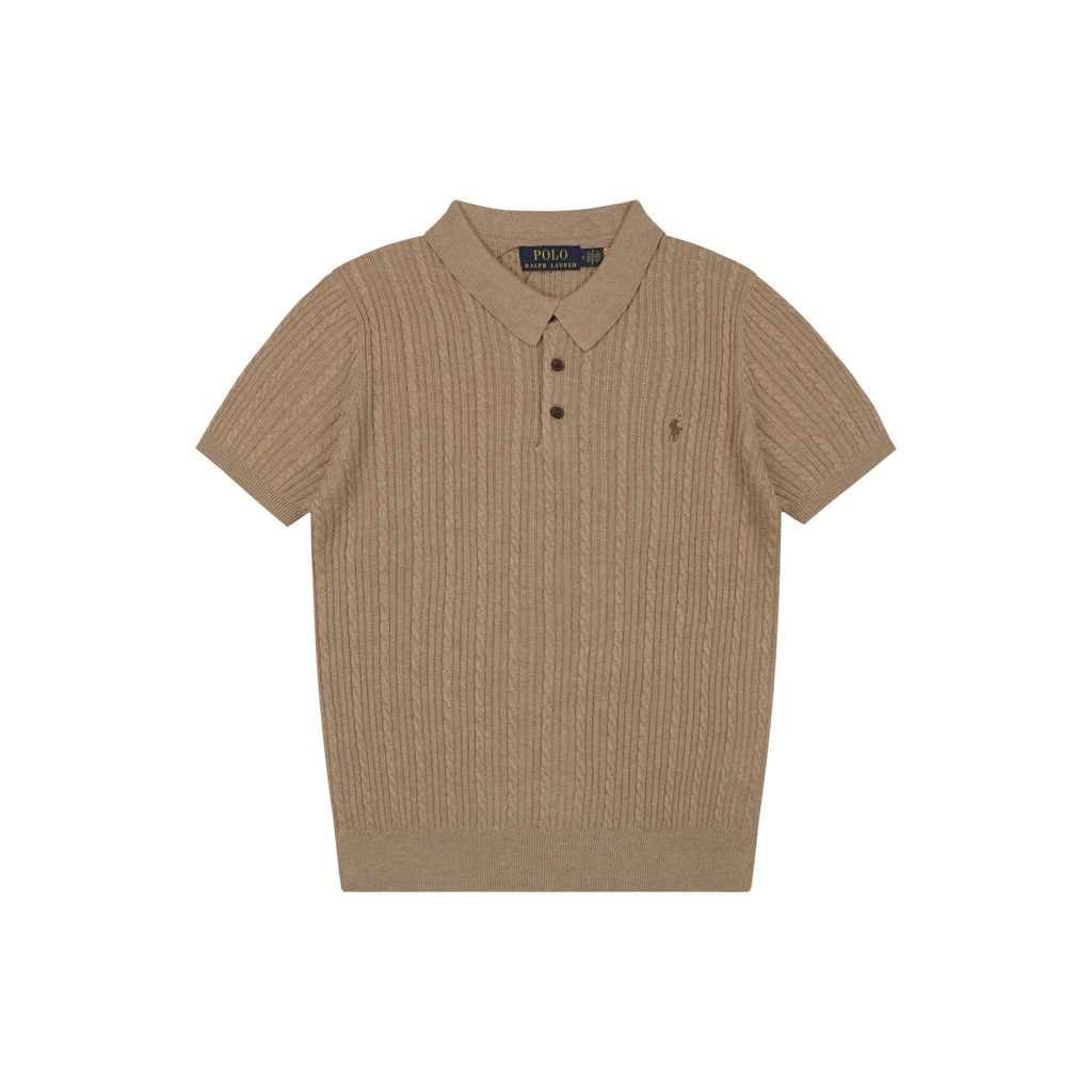 Ralph Lauren khaki fine cable-knit polo