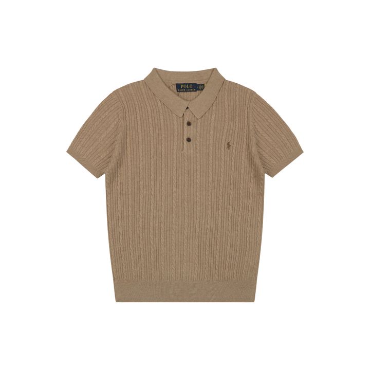 Ralph Lauren khaki fine cable-knit polo