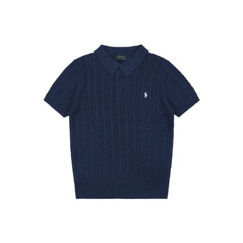 Ralph Lauren navy fine cable-knit polo