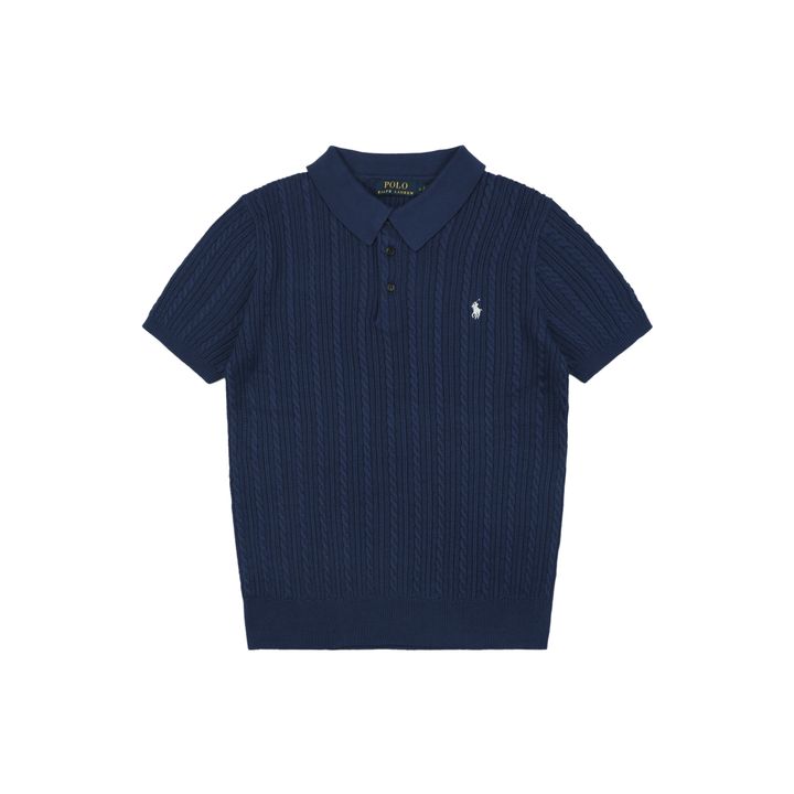Ralph Lauren navy fine cable-knit polo