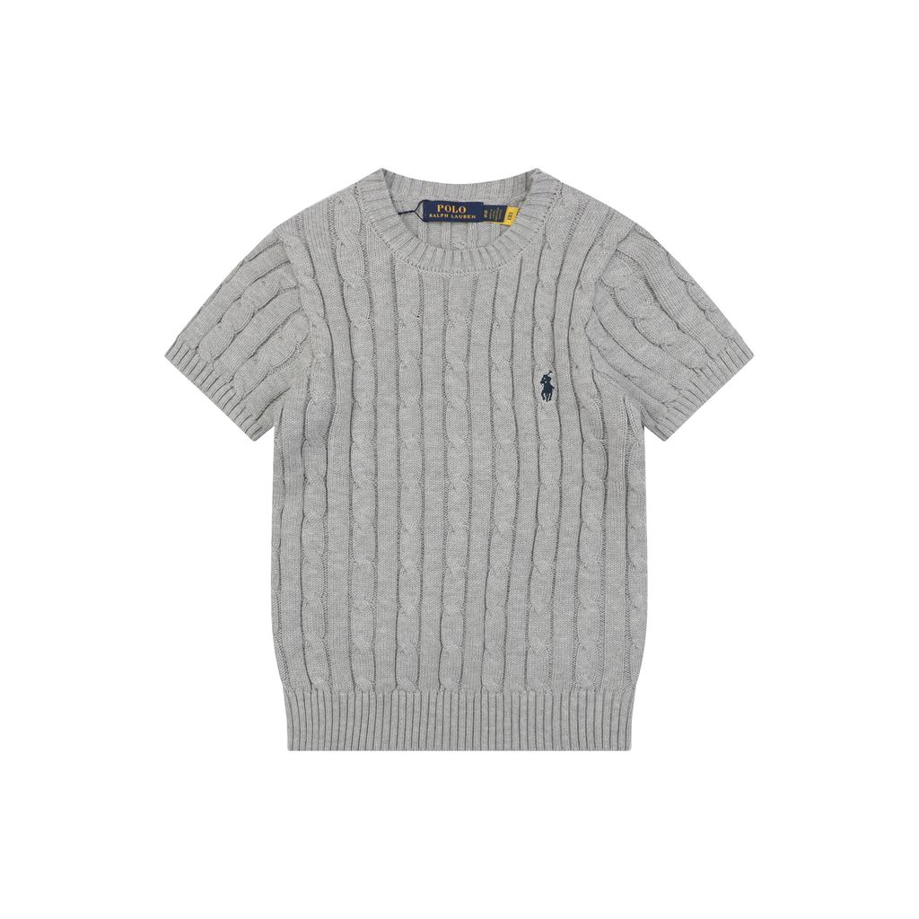 Ralph Lauren light grey black cable-knit sweater
