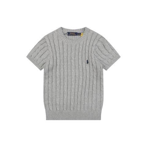 Ralph Lauren light grey black cable-knit sweater
