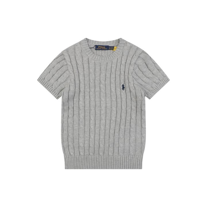 Ralph Lauren light grey black cable-knit sweater