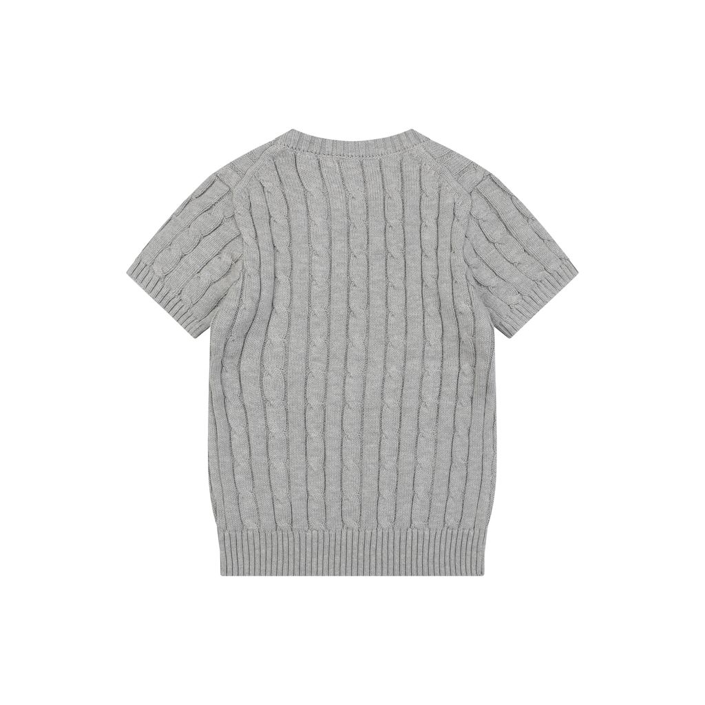 Ralph Lauren light grey black cable-knit sweater