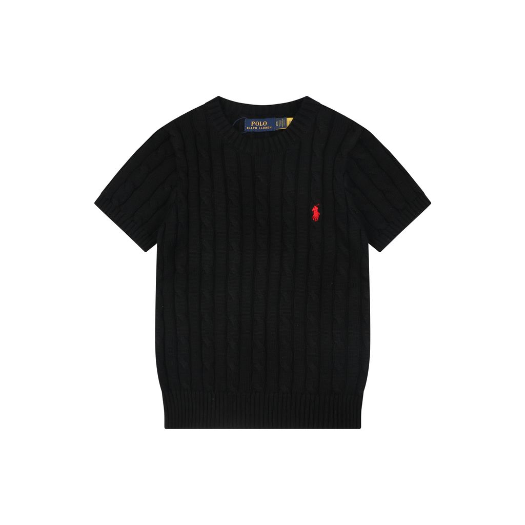 Ralph Lauren black red cable-knit sweater