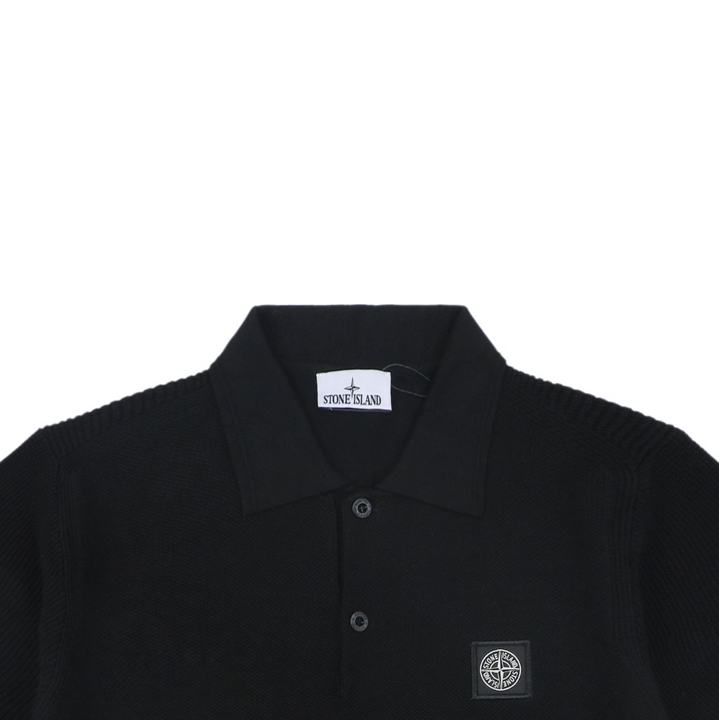Layered collar long-staple cotton polo shirt