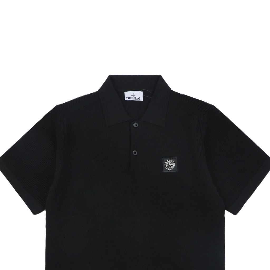 Layered collar long-staple cotton polo shirt