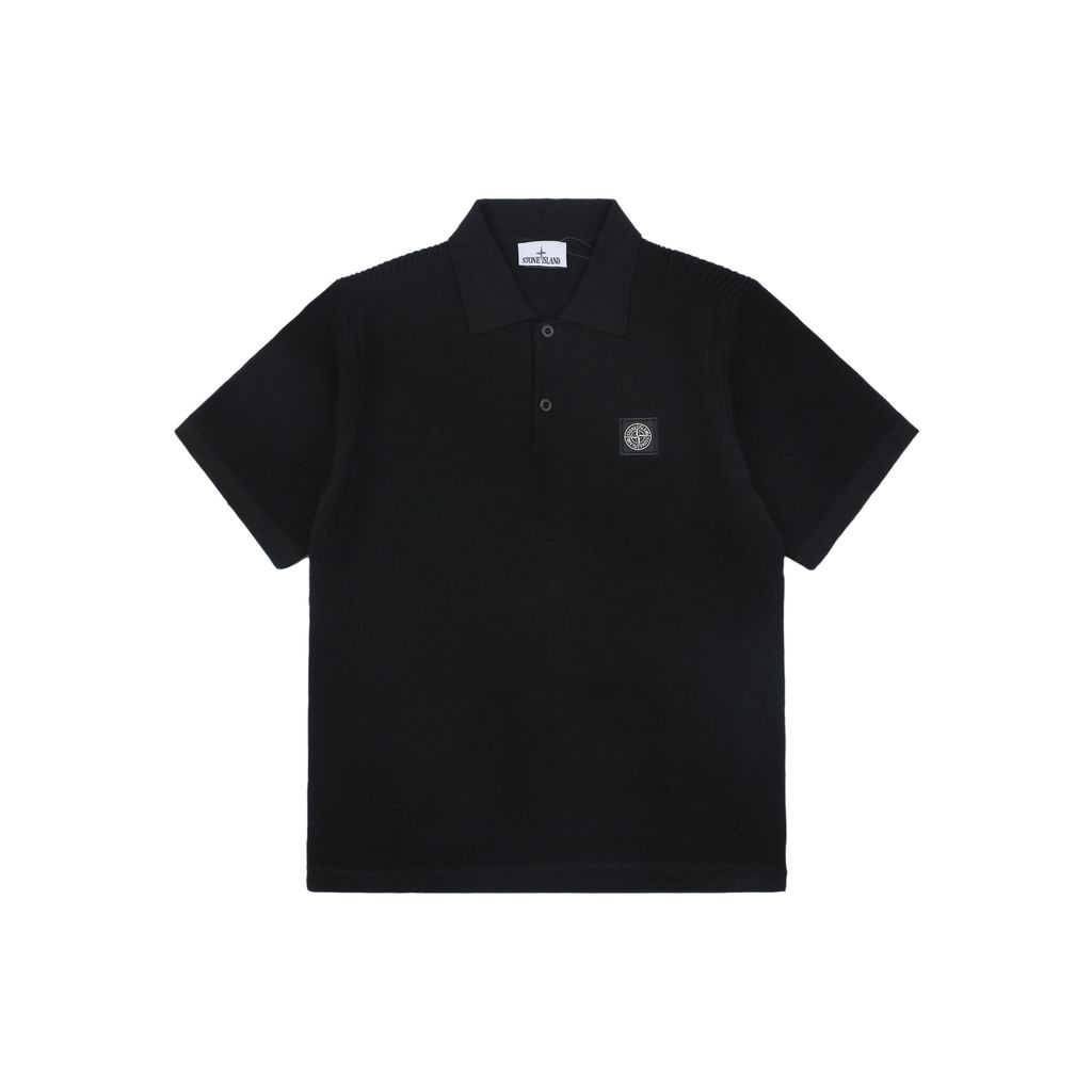 Stone Island compass badge waffle-knit polo