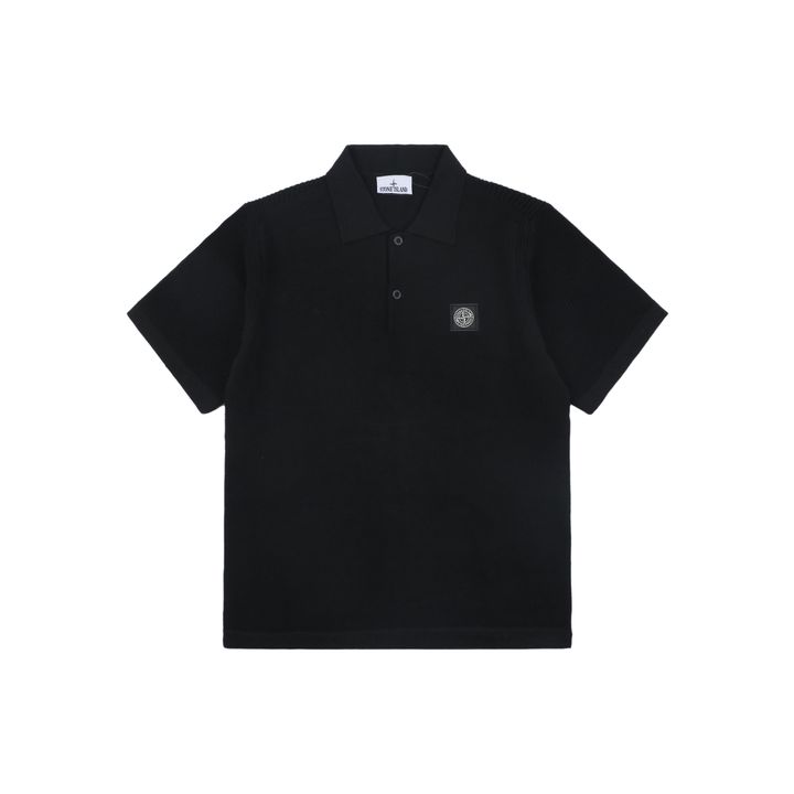 Stone Island compass badge waffle-knit polo