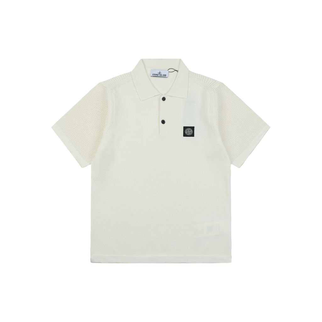 Stone Island compass badge waffle-knit polo