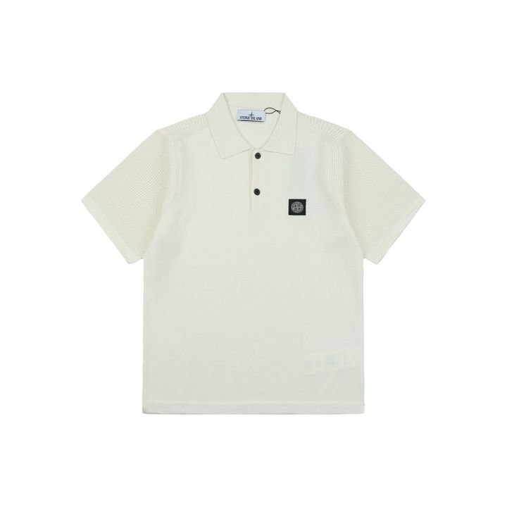 Stone Island compass badge waffle-knit polo