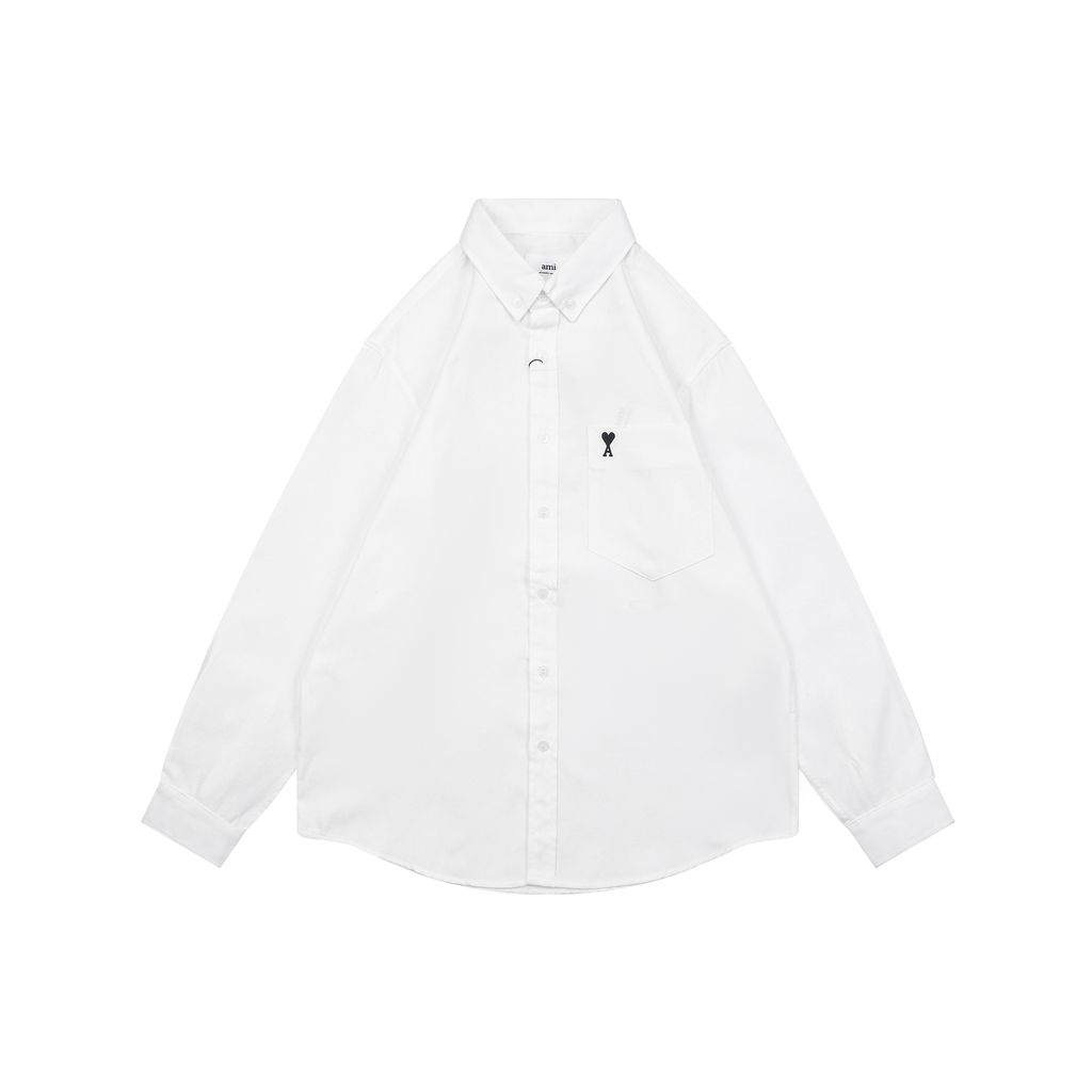 AMI white black heart Oxford shirt