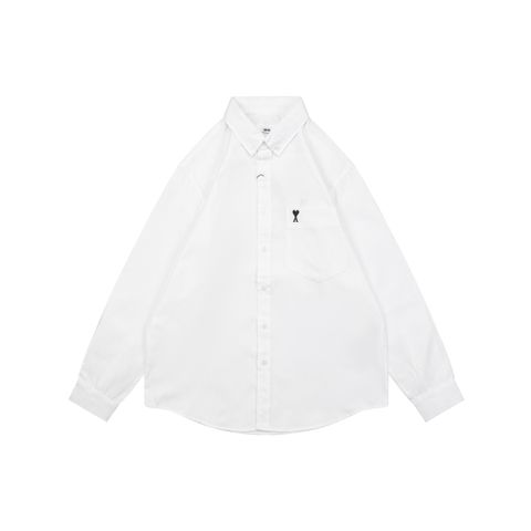 AMI white black heart Oxford shirt