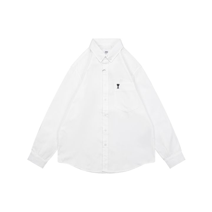 AMI white black heart Oxford shirt