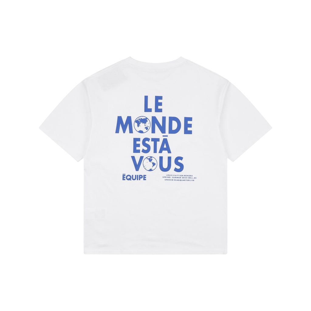 Louis Vuitton globe slogan graphic T-shirt