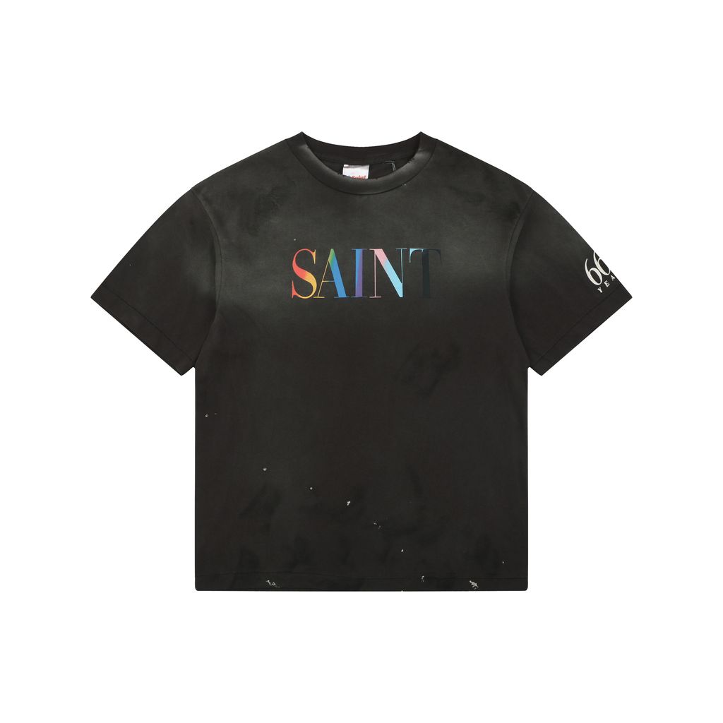 Saint Michael rainbow SAINT black T-shirt